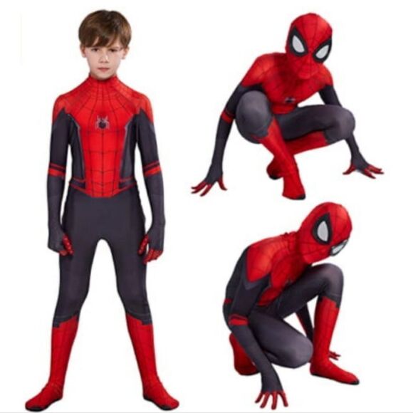 Spidey Superhero Costume Kids-Halloween Cosplay Suit & Mask Jumpsuit 3D Style - Picture 2 of 4